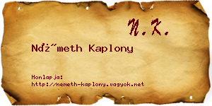 Németh Kaplony névjegykártya